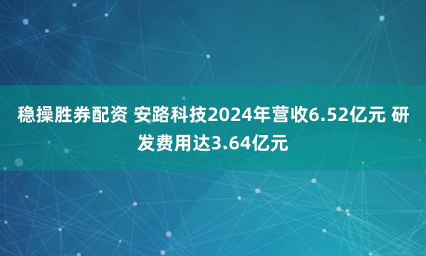 稳操胜券配资 安路科技2024年营收6.52亿元 研发费用达3.64亿元